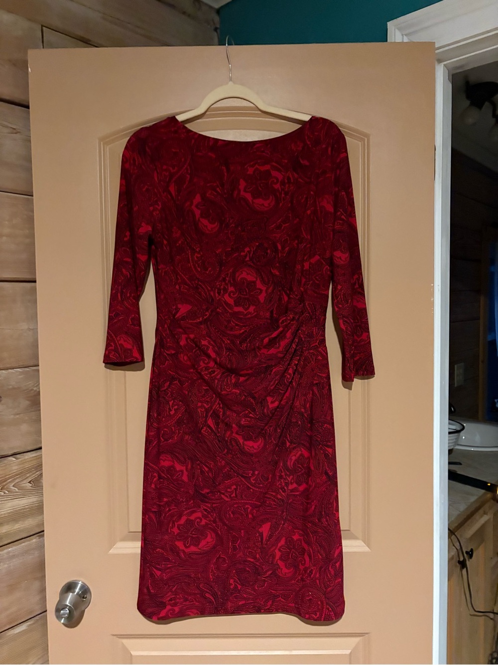 Ralph Lauren Red Paisley-Print Long Sleeve Dress